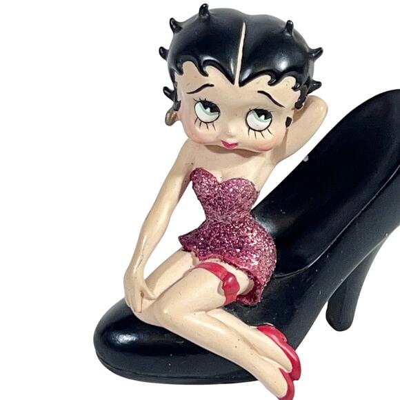 Vintage Betty Boop Stepping Out Black High Heel Shoe 2000 Westland #6819 - Picture 4 of 9